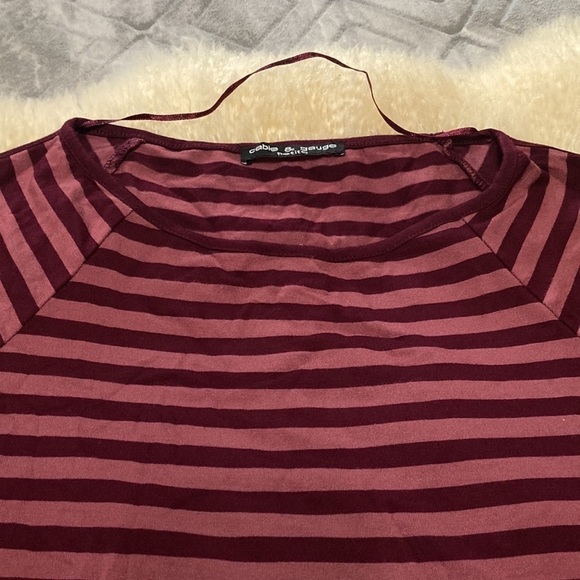 Cable & gauge striped soft tee with button sleeve acents - Picture 3 of 11